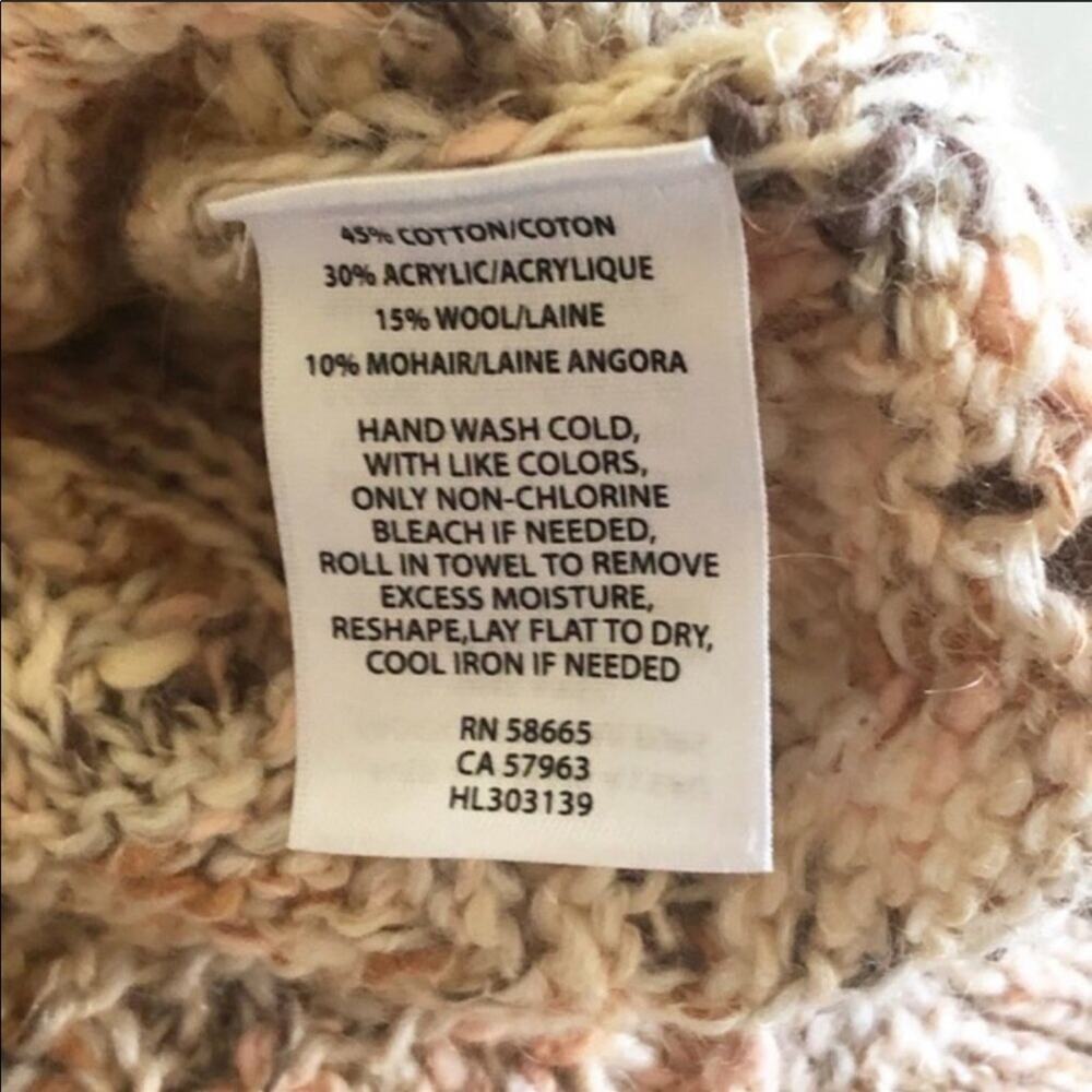 NEW NORDSTROM HINGE Cream Tan Woven Marled Chunky Knit Pullover Sweater XS - Picture 8 of 8